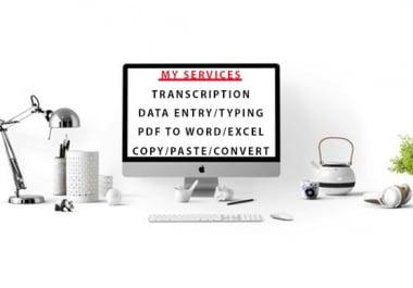 do any type of data entry task for 1 hour