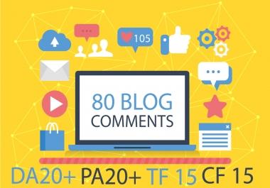 do 80 Uniqe Domain Dofollow Blog Comments High Da25+ Pa20+