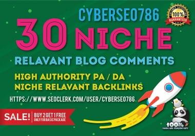 provide high quality 30 niche relevant blog comments backlinks