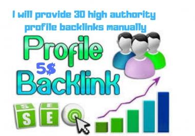 I Provide 30 High Authority Profile Back links Manually