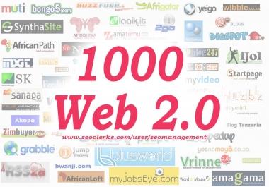 1000+ Web 2.0 Backlink Creations and High Quality Original spun Content for Better SEO Promotions