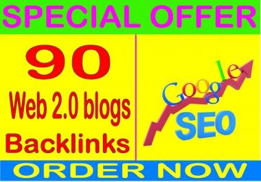 SEO Rank- Create 90 HQ. Web 2.0 blogs PR7 to PR10 Backlinks Boost SEO Ranking