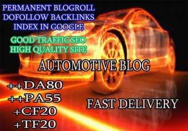give you backlinks da80x6 site automotive blogroll permanent