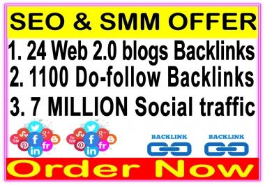 High Indexer SEO Package - 24 Web 2.0 blogs backlinks-1100 Do Follow backlinks-Promotion 7 Million social People