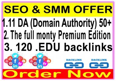 HQ Indexer SEO & SMM Package-11 PR9 DA Domain Authority 70-The full monty Premium Edition-120 EDU backlinks