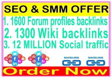 HQ Indexer SEO & SMM Package-1600 Forum profiles backlinks-1300 Wiki backlinks-Promotion 10 Million social People