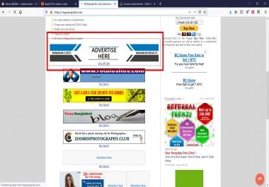 Your Website banner 728x90 on the top of my ranked site for 1 month